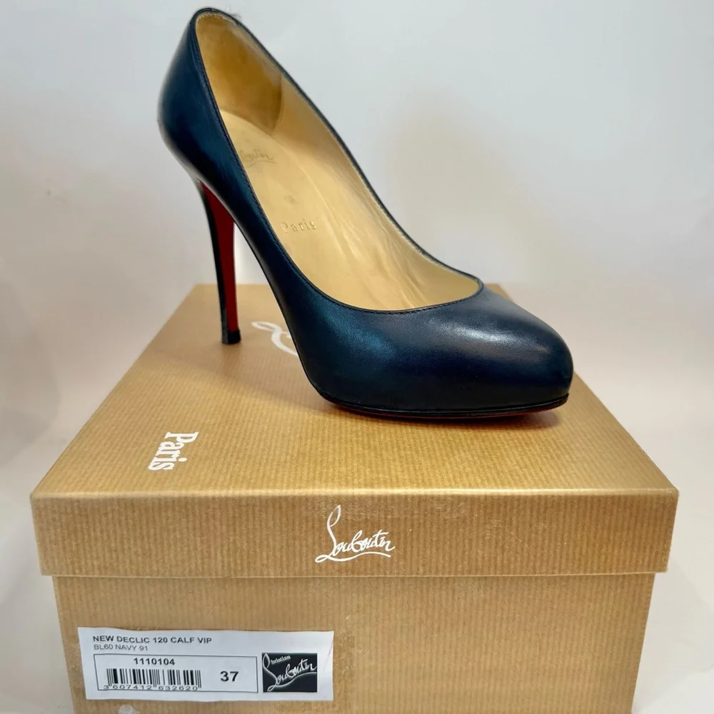 Christian Louboutin Simple Pump 100 Navy 37 Minimalist Feminine Designer Heels - Picture 6 of 7